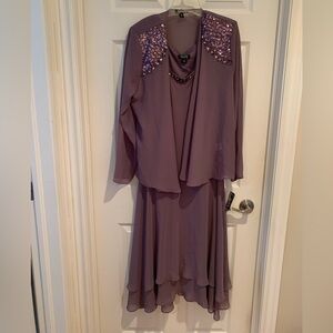 NWT Purple Sequin Embellished 2 Pce Dress with Matching Jacket